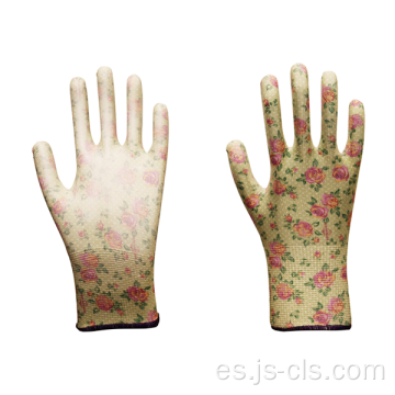 Guantes con forrado de poliéster impreso rosa de la serie PU